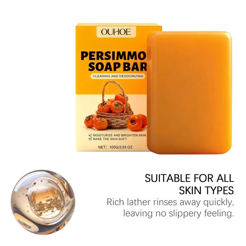 OUHOE Persimmon Fresh Bath Gentle Care Nourishing Hydrating Skin Cleansing Fragrant Moisturizing Beauty Soap_voghion.com
