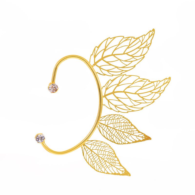 Minimalistische Mode funkelnde hohle Blattmanschetten, trendige Ohrclips ohne Piercing, Ohrringe, Zubehör_voghion.com