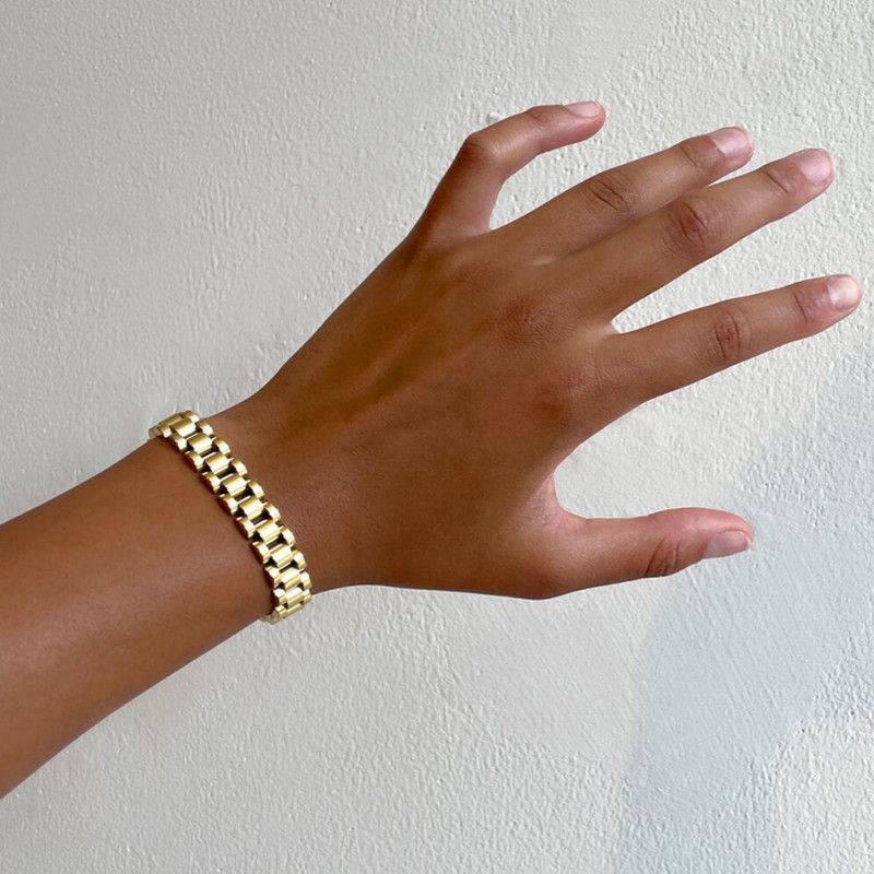 Titanarmband Edelstahl vergoldet abnehmbare Armband Armreif Uhrenkette für Hip-Hop Männer und Frauen leicht_voghion.com