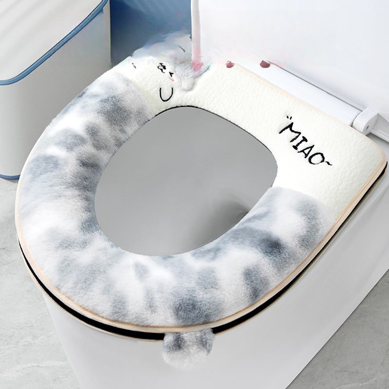 Coussin de siège de toilette épais en peluche avec anneau de fermeture éclair et motif dessin animé, universel pour l'automne et l'hiver_voghion.com
