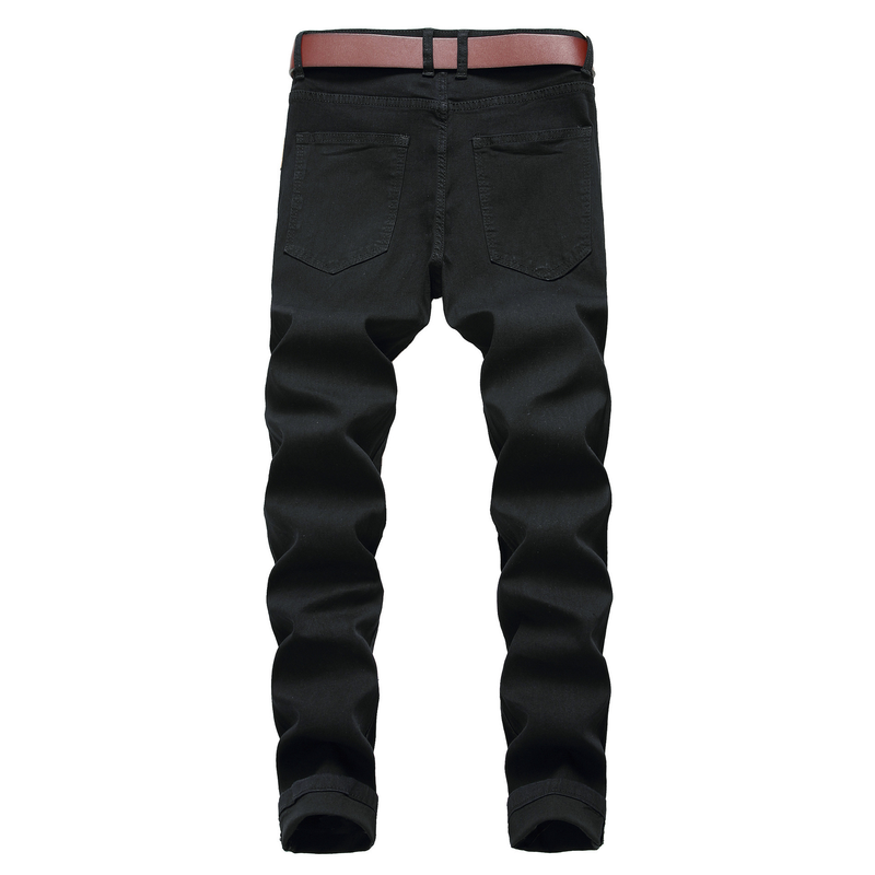 Jeans strappati in stile europeo e americano Jeans elasticizzati alla moda maschile Pantaloni con fori grandi_voghion.com