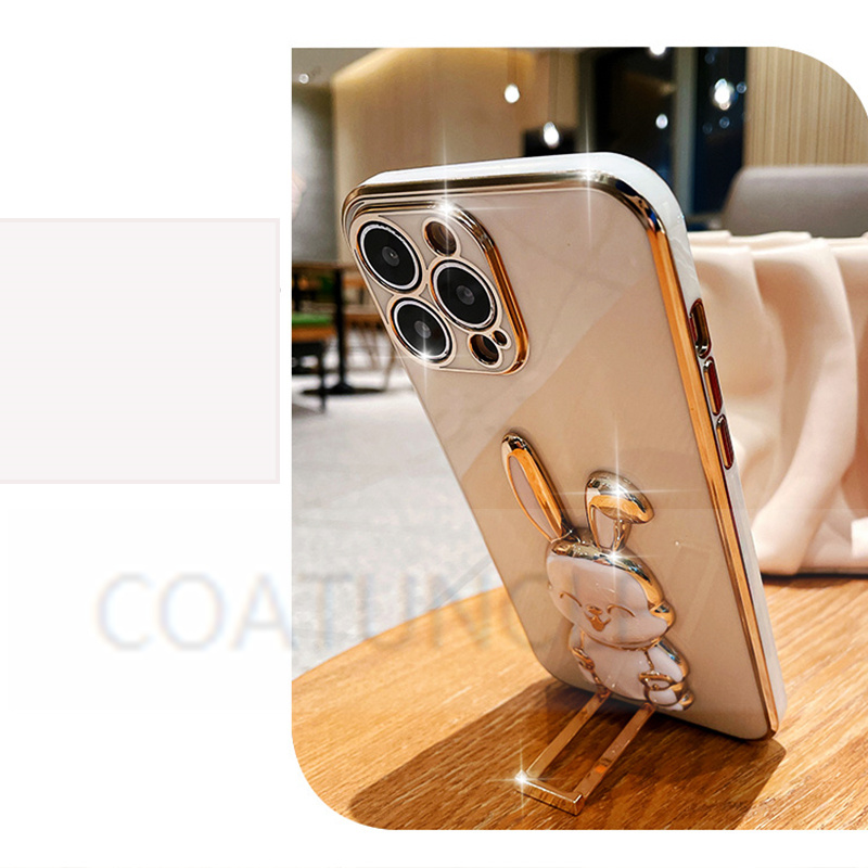 Rabbit Bear Astronaut Bracket Plating Phone Holder Case For Huawei Honor Magic3 Magic4 Magic5 Magic 3 4 5 Pro Stand Soft Cover_voghion.com
