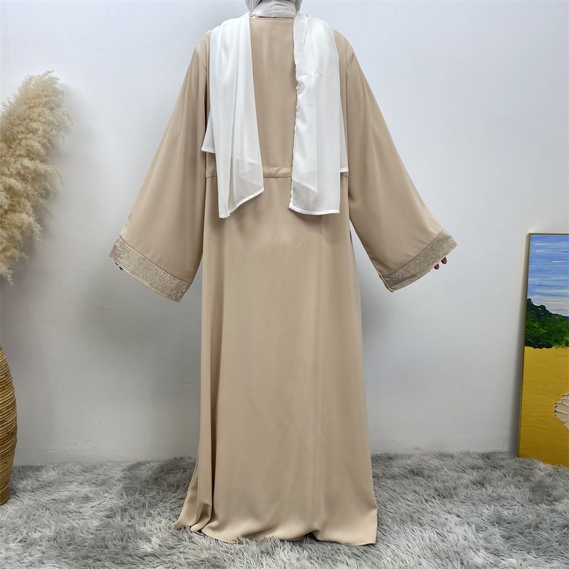 Ramadan moslim vrouw jurk vooraan rits verborgen riem Dubai abaya mouwen met zilveren rand ontwerp Marokkaanse kaftan koninklijke vrouwen rood_voghion.com