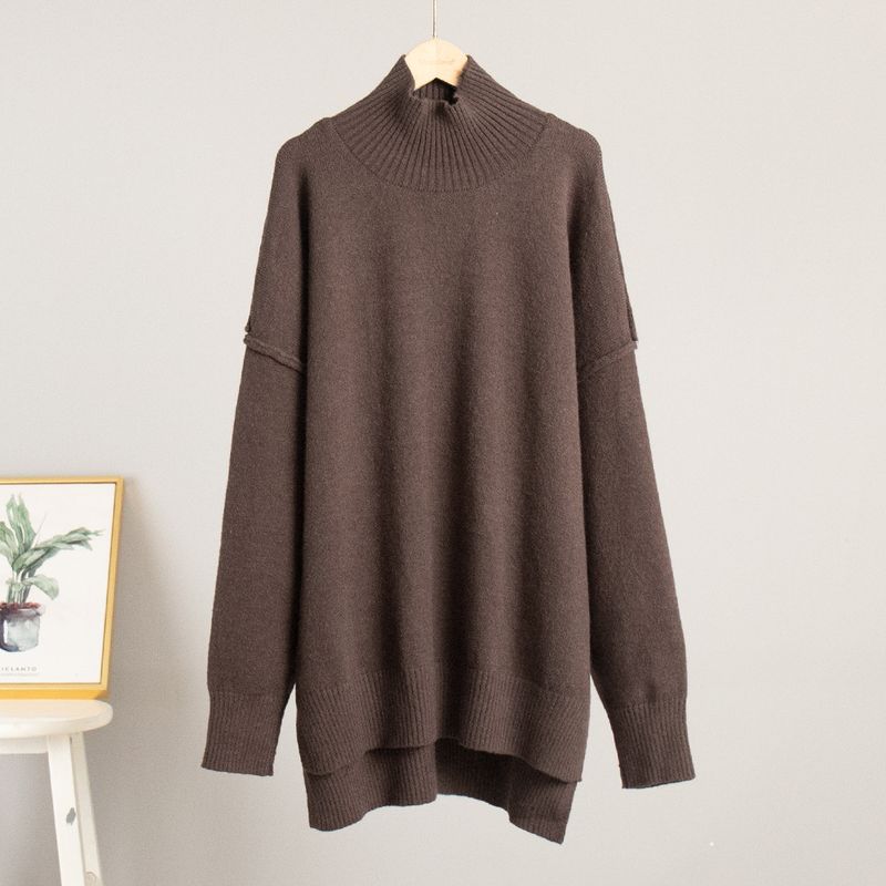 Abbigliamento da donna, completo con maglione a collo alto, nuovo, casual, largo, pigro, pantaloni lavorati a maglia ispessiti_voghion.com