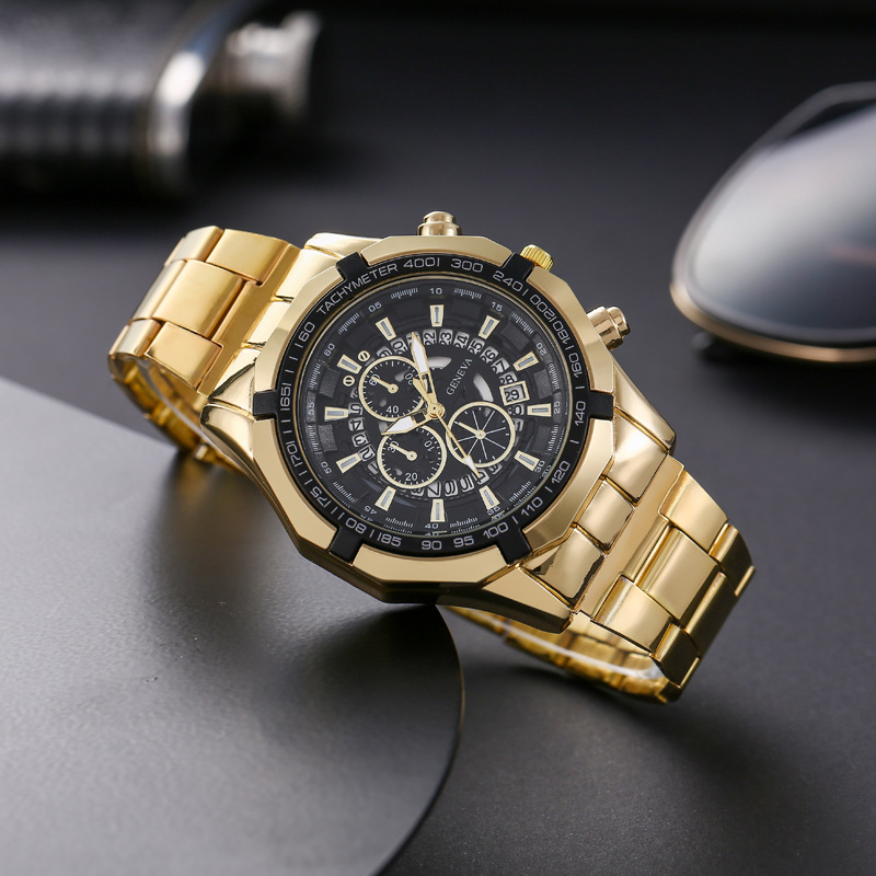 Men's Watches Non Mechanical Watch Set Men's Fashion Casual Steel Band Quartz Watch + Versatile Bracelet 3pcs/set_voghion.com