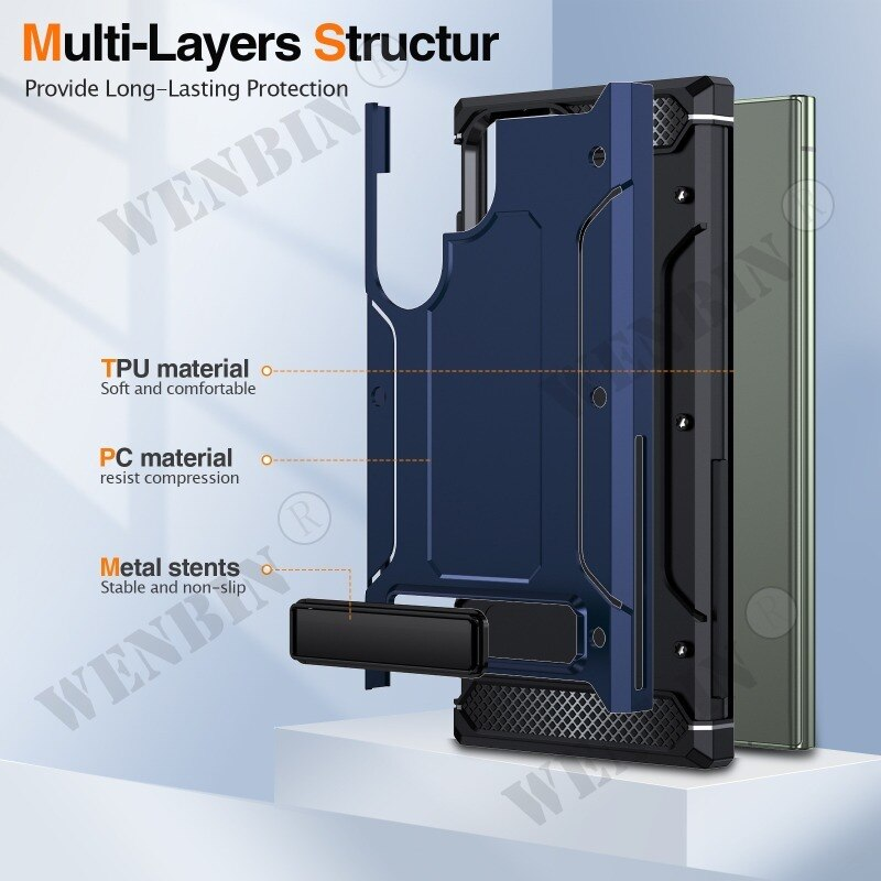 Case Fo Samsung Galaxy S23 S22 S21 Ulta S23 FE A54 A14 A24 Militay Gade Potective Slim Thin Duable Had stand_voghion.com