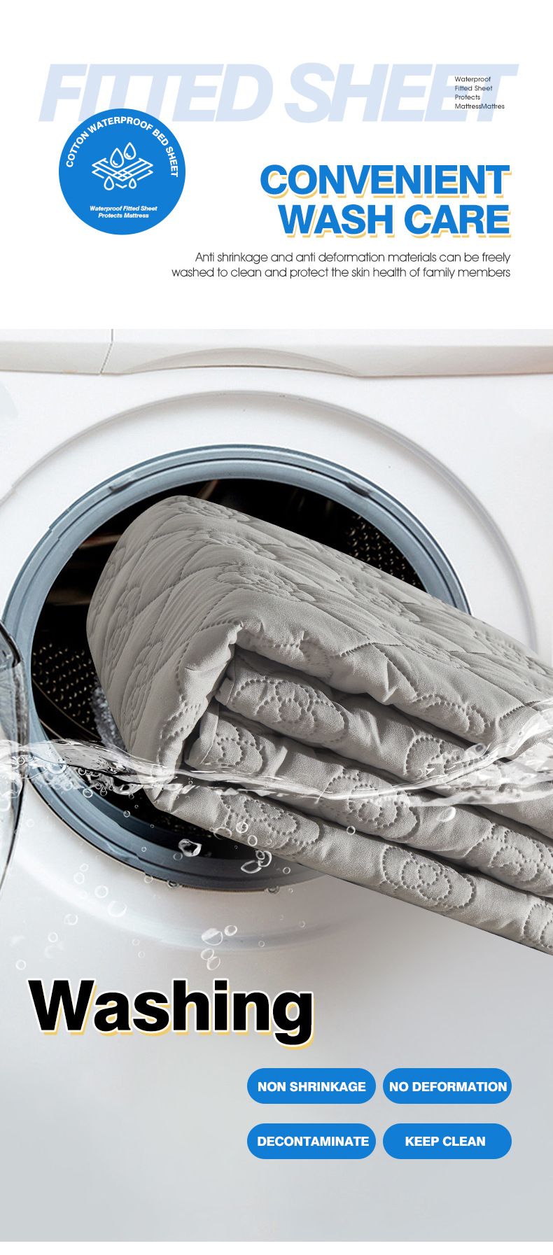 Quilted Waterproof Fitted Mattress Protector - Full Coverage Non-Slip (Hypoallergenic Dust & Urine Proof Breathable Cotton Layer Machine Washable)_voghion.com
