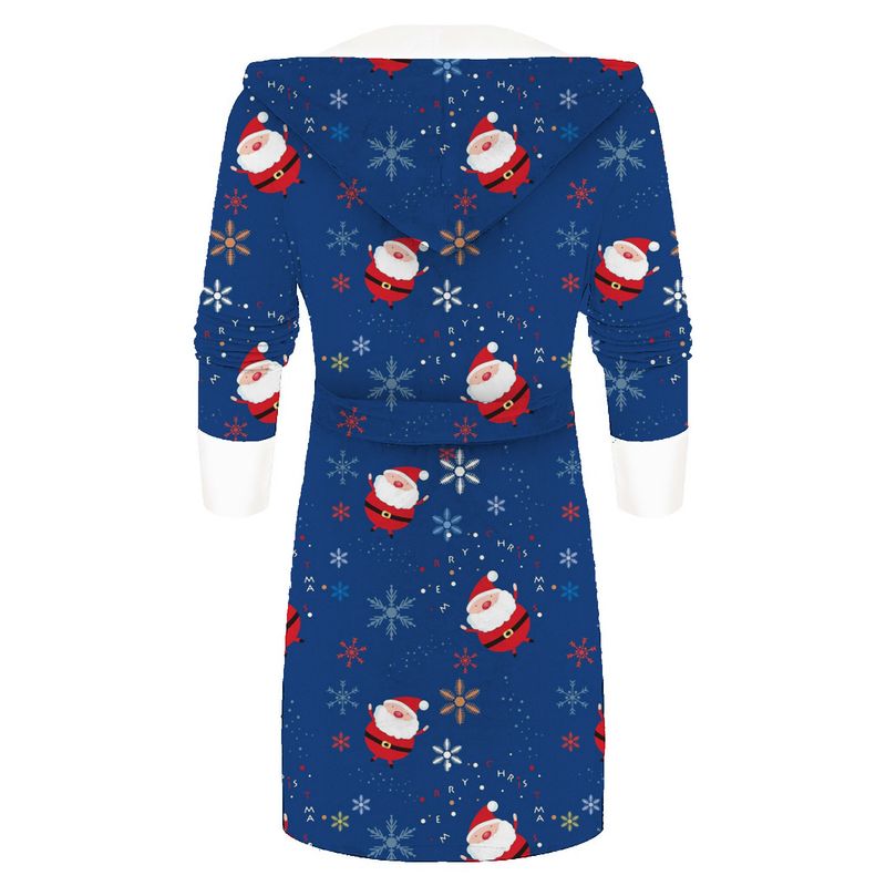 Accappatoio lungo e camicia da notte da donna con cuciture stampate natalizie di vendita calda con cintura (vendite dirette in fabbrica)_voghion.com