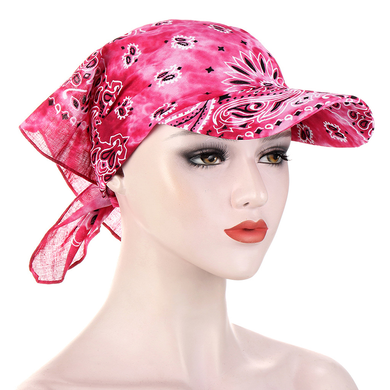 Women Scarf Cap Hedging Flower Printed Bandana Baseball Cap With Brim Sunshade Hats Candy Color Summer Outdoor Head_voghion.com