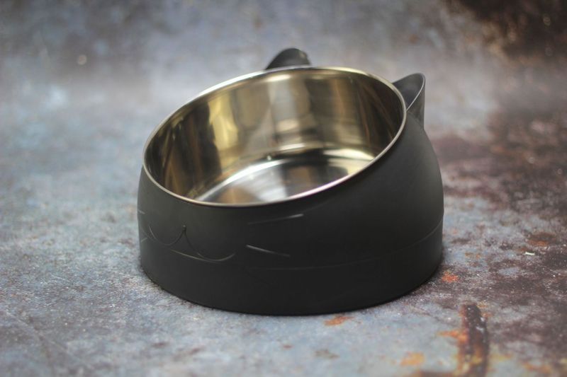 Cat Bowl Lovely Creative Inclined Kitten Puppy Food Feeding Bowls Stainless Steel Cats Drinking Feeder Pet Dogs Cats Feeders_voghion.com