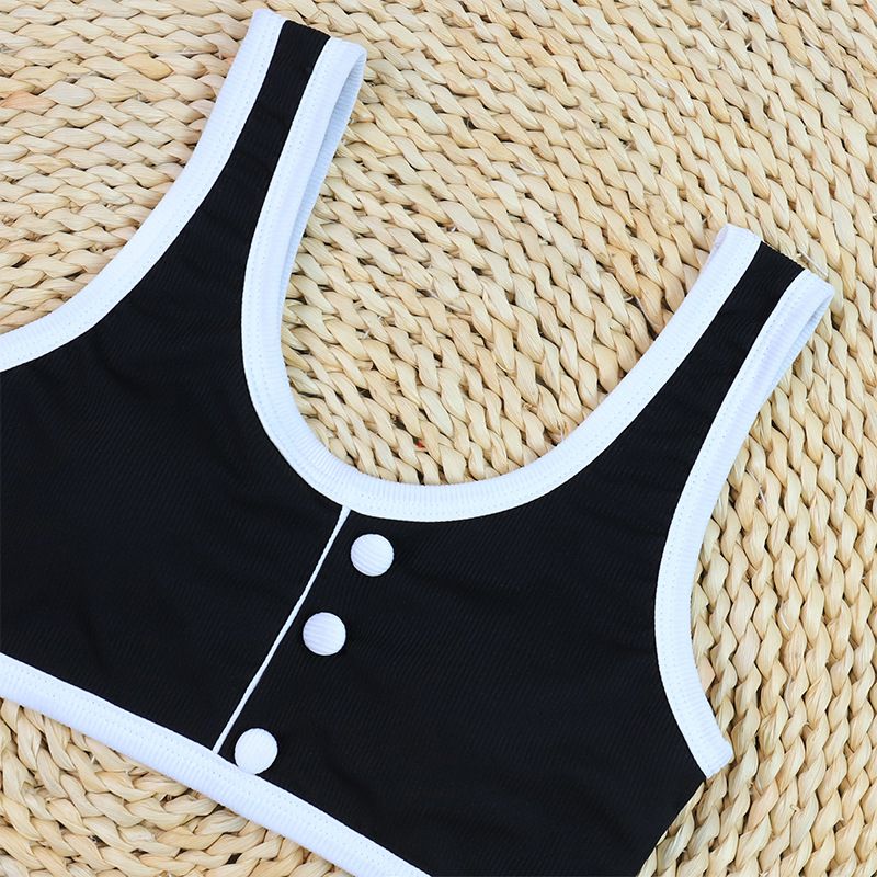 Women's Clothing Black And White Simple Ins Style Split Swimsuit Bikini_voghion.com