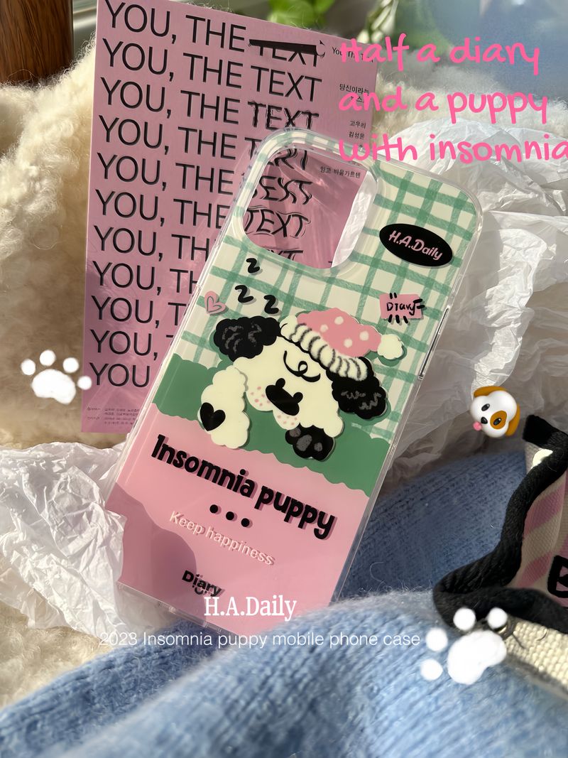 Unbeatable Quality Half Diary Original Insomnia Puppy Double Layer Craft Cute Pink Gingham South Korea Ins Young Adult Mobile Phone Shell_voghion.com