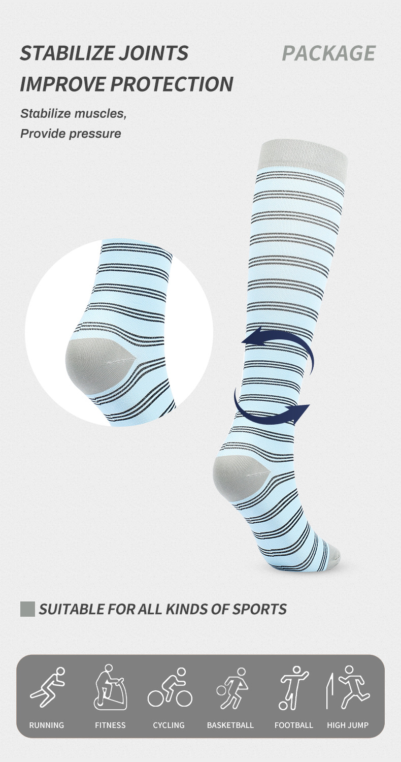 sports elastic compression socks spring and summer new professional sports socks running socks women's anti slip sweat absorbent long tube pressure_voghion.com
