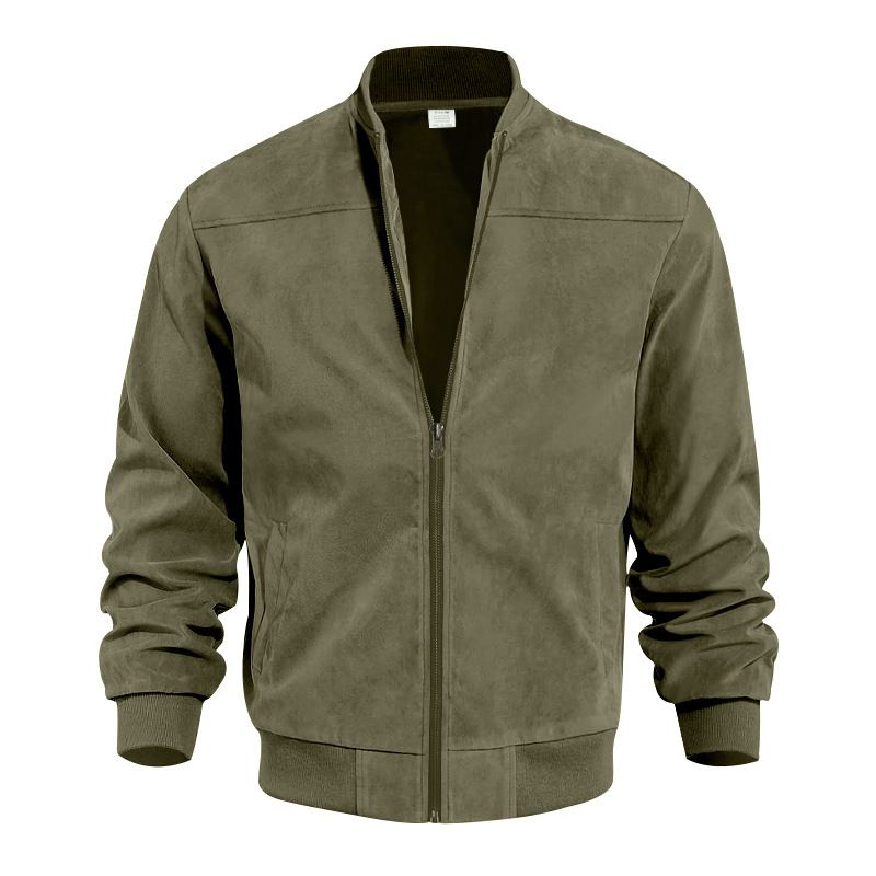 Western-Jeansjacke für Herren – Jagdmantel mit Vintage-Wildlederbesatz, locker sitzende, lässige Oberbekleidung mit Reißverschluss (Schwarz/Armeegrün_voghion.com