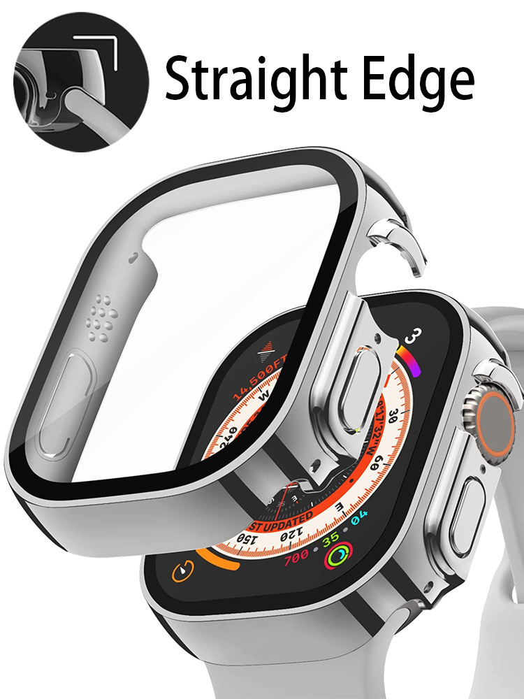 Ochraniacz ekranu do Apple Watch Ultra Case 49mm akcesoria prosta osłona krawędzi + seria szklana 8 SE 7 6 5 4 45mm 41mm 44mm 40mm_voghion.com