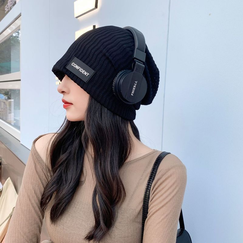 Strickmütze für Herren mit einzigartiger Designstruktur, Buchstabenetikett, lässiger Look, gesichtsschlankmachender Turban, Kopftuch für Damen_voghion.com