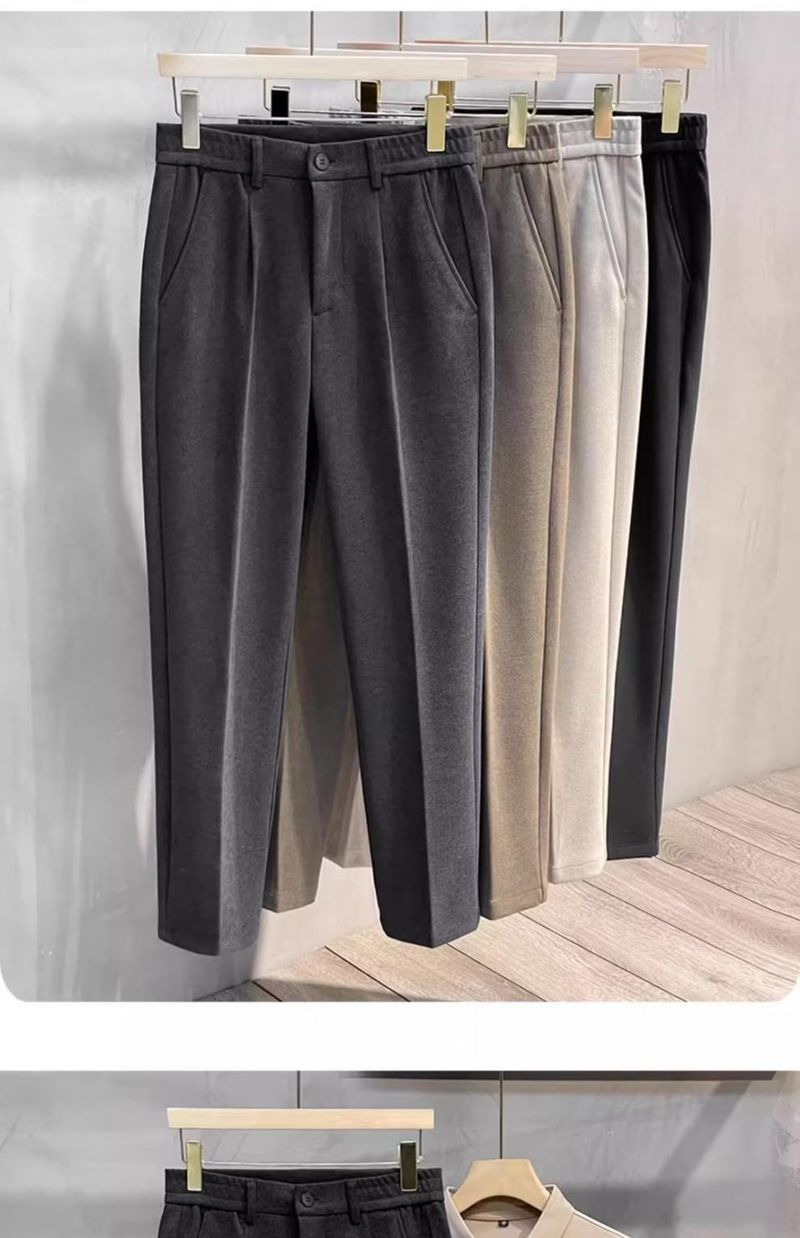 Yün Pantolon Erkek İlkbahar Ve Sonbahar Düz Dokuz Noktalı İnce Kesim Üst Sınıf Pantolon İş Gündelik Pantolon Erkek Pantolon Sonbahar Ve Kış_voghion.com