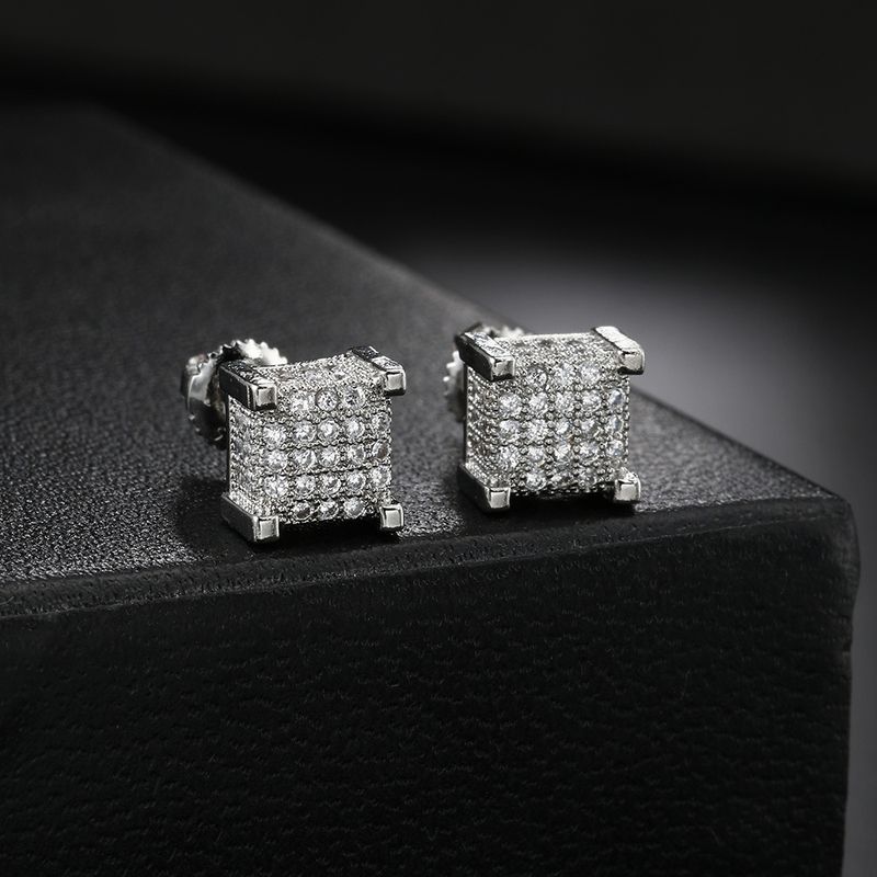 Orecchini da uomo con micro zirconi intarsiati e diamanti, orecchini hip-hop alla moda da strada_voghion.com