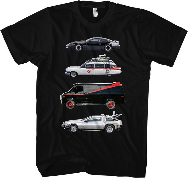 Kult Cars moška majica Knight Rider A Team Van Back in the Future Majica s kratkimi rokavi Delorean mad max_voghion.com