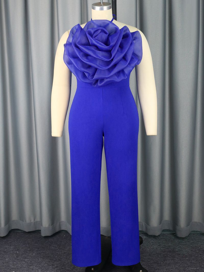 Women's Spring new tube top jumpsuit large size three-dimensional mesh party dress Jumpsuits_voghion.com