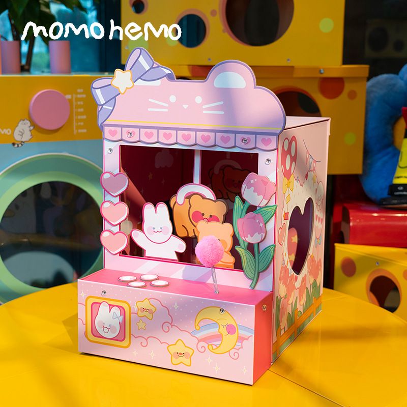 Momohemo Pet Scratching Board 3-in-1 Pink Tulip Claw Machine Style Large Cat House Villa_voghion.com