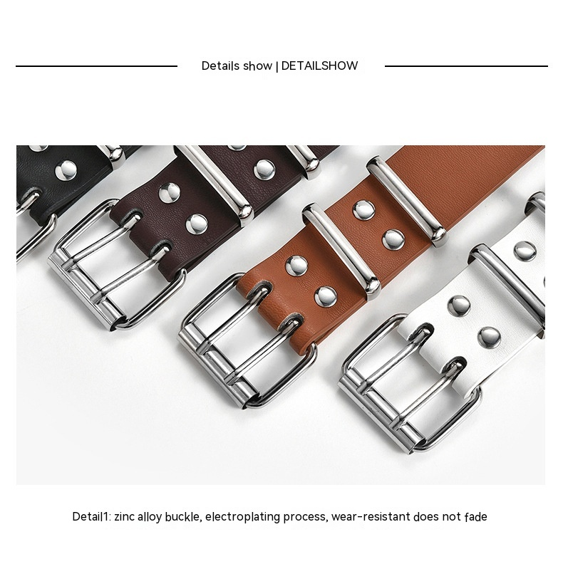 Cintura a doppia fila con decorazione a stella per donna, stile punk casual, 2024_voghion.com