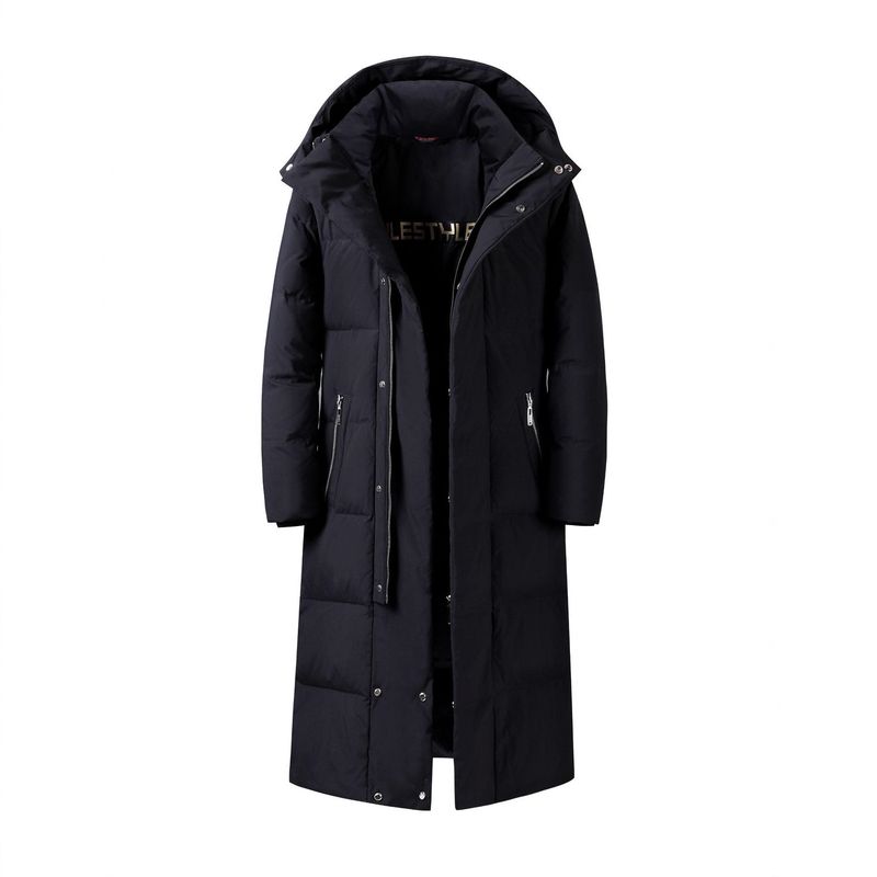 Herrenbekleidung Unisex Langer Daunenmantel mit Kapuze – Ultrawarme Winterjacke für extreme Kälte (-30 °C), wasserdicht und atmungsaktiv, 600 Fill Power Entendaunen_voghion.com