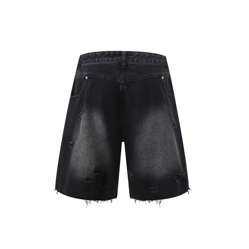 Herrenbekleidung Retro Raw Edge Distressed Ripped Denim Reißverschlussjeans Trendy Loose Casual Vielseitige Arbeitskleidung Männer und Frauen Anzüge_voghion.com