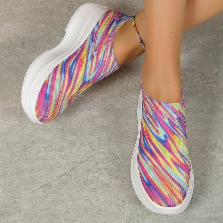 2024 Dicker Farbverlauf, fliegend gewebte Sportschuhe für Damen, Laufschuhe mit Schwammsohle, übergroße Schuhe 43_voghion.com