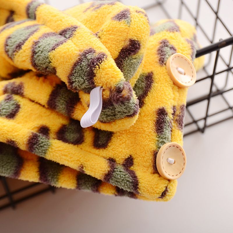 Double Sided Printed Leopard Microfiber Thickened Absorbent Dry Hair Cap_voghion.com