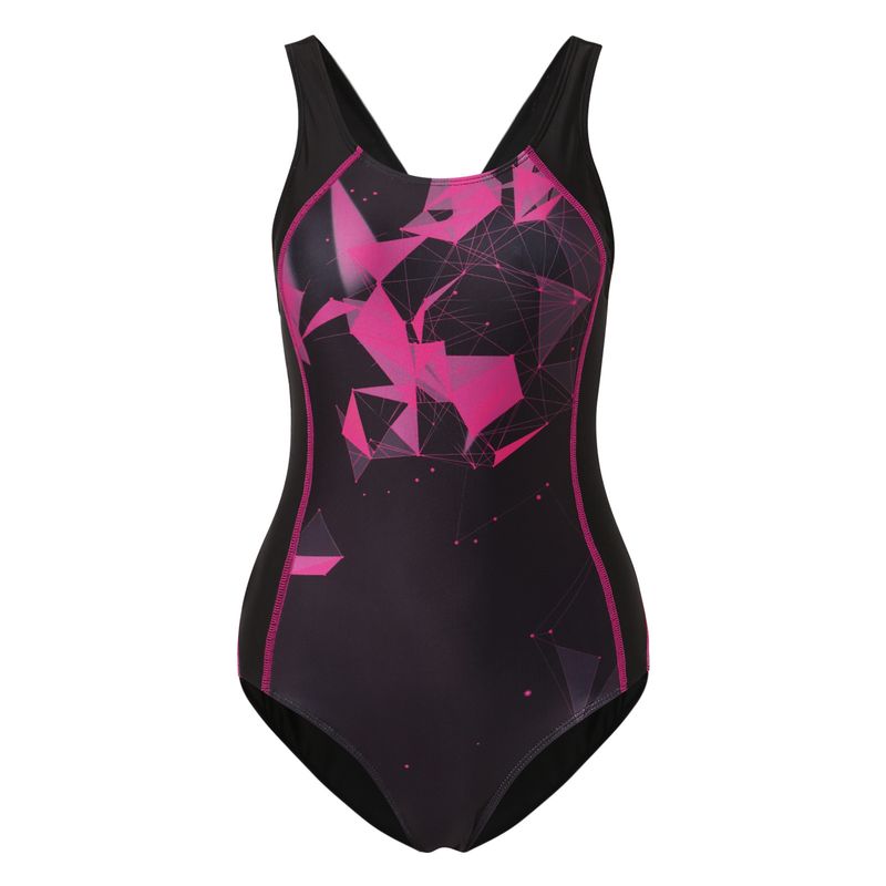 Nuevo traje de baño de competición europeo y americano para mujer. Bañador deportivo de una pieza ajustado con estampado de rayas._voghion.com