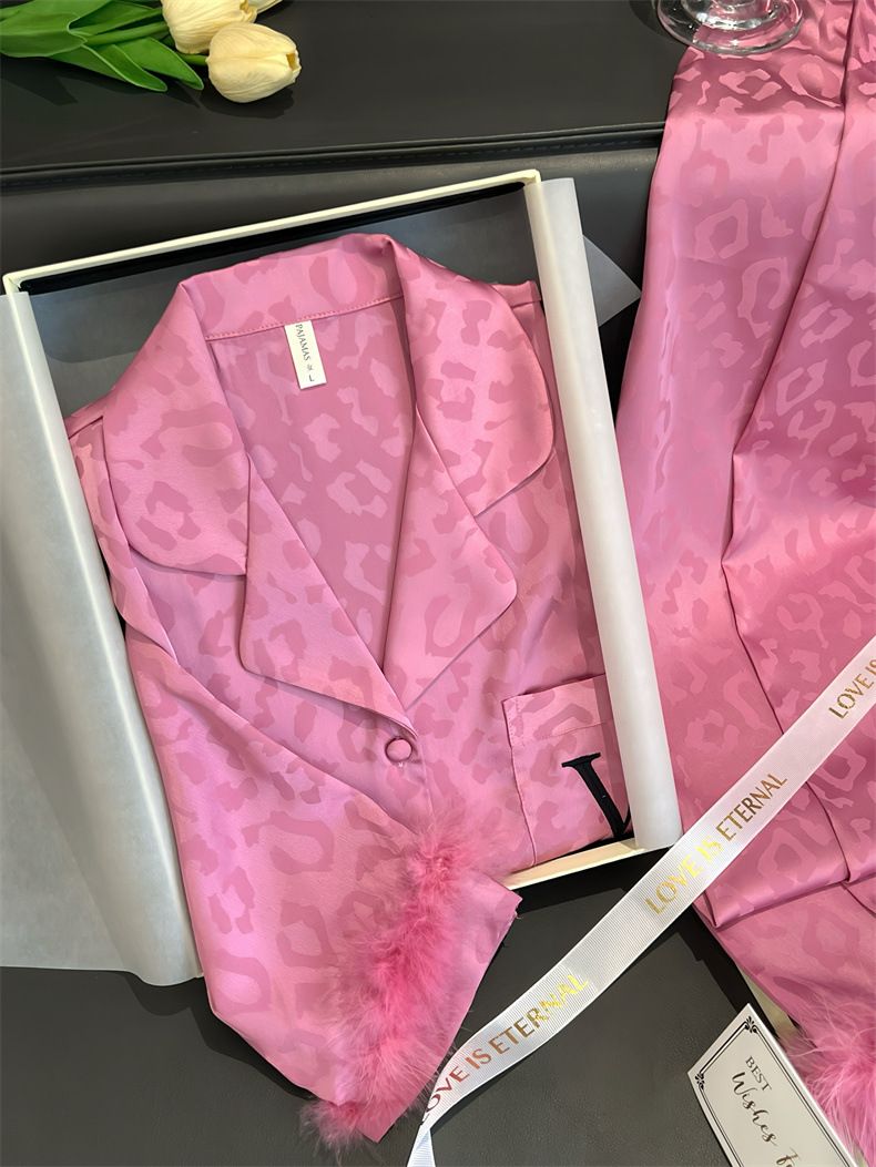 Luxury Feather-Touch Silk-Like Pajama Set – Elegant V-Neck Loungewear For Women (M-XL)_voghion.com
