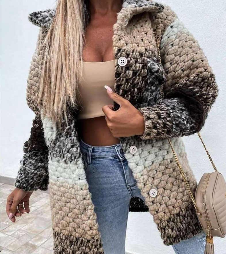 giacca di lana da donna stampata alla moda in stile caldo_voghion.com