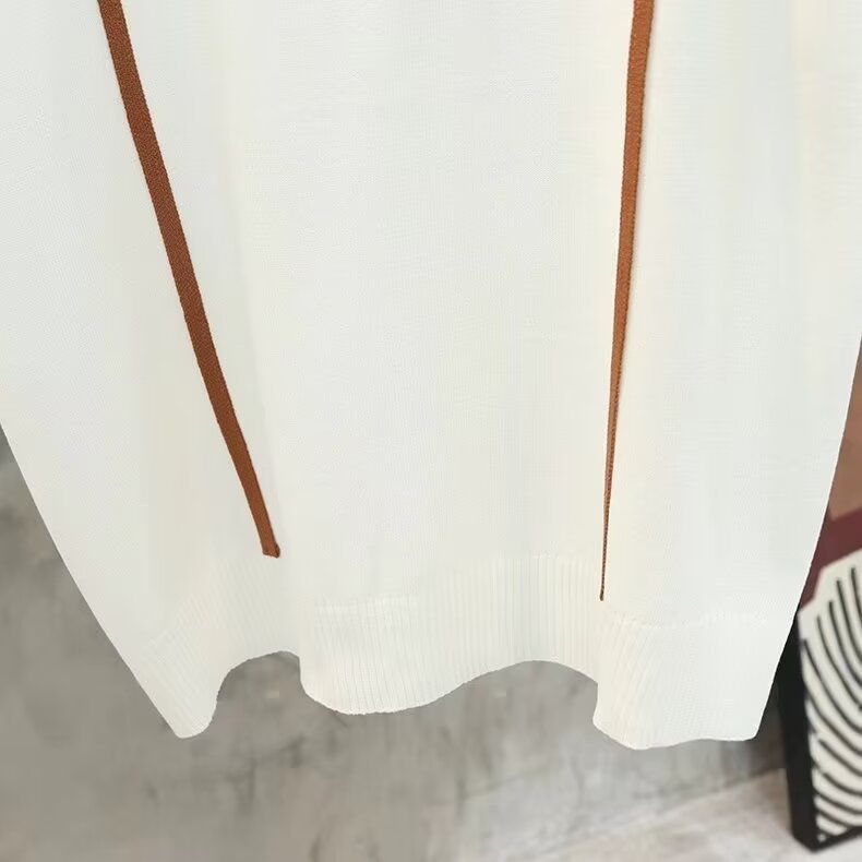 Polo estiva a righe da uomo, versatile, in seta ghiacciata fresca e a maniche corte, semplice e alla moda, con scollo rotondo._voghion.com