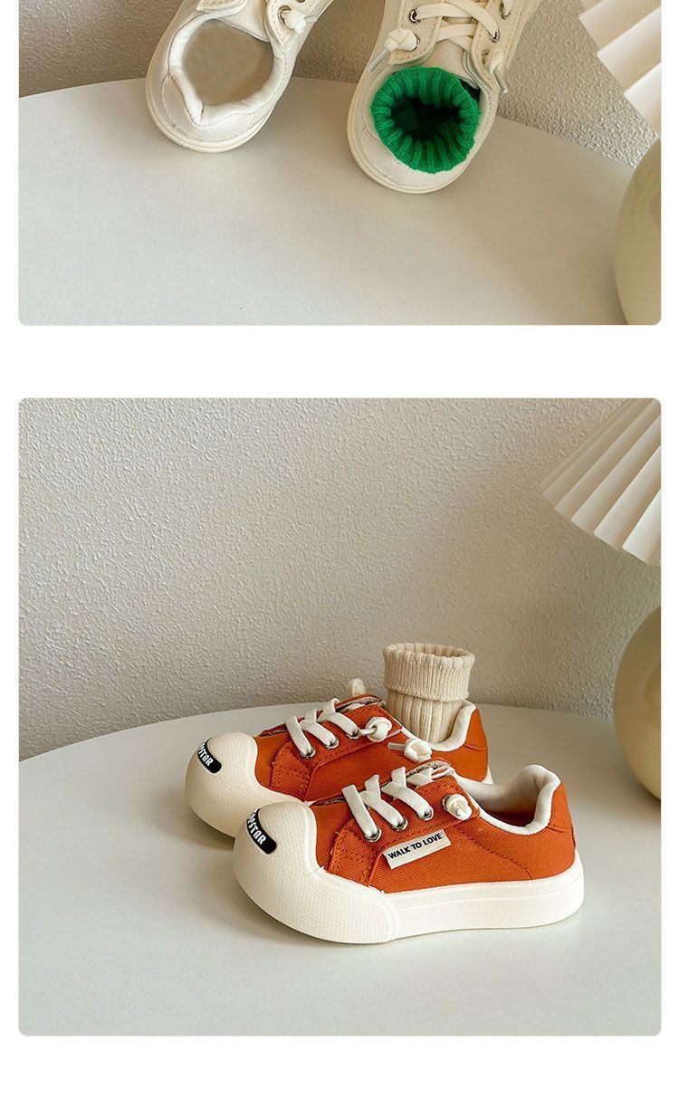 Madre e bambini Nuove scarpe di tela brutte e carine per bambini Primavera e autunno Ragazzi e ragazze Scarpe in velcro Versione coreana Open Smile Baby Scarpe bianche_voghion.com