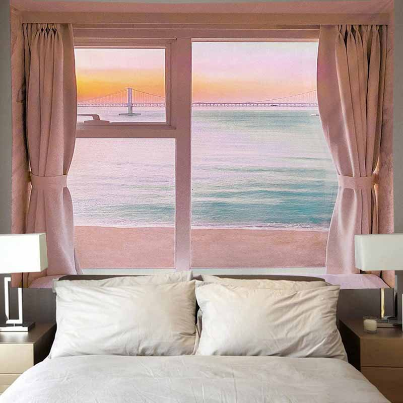 Nordic tapestry ins minimalist internet celebrity live streaming wall hanging fabric Dormitory bedroom bedside_voghion.com