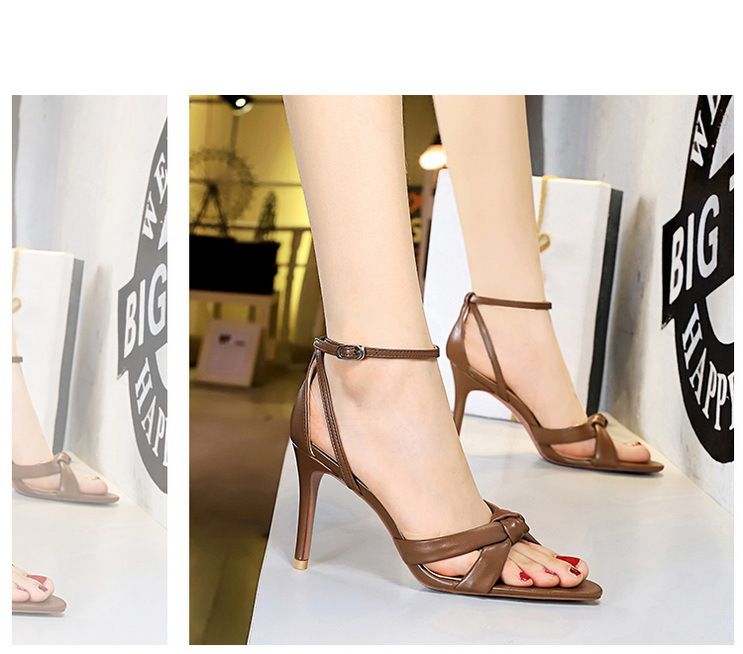 927-A6 Fashion Hollow Open Toe Cross Strap Summer High Heel Women's Shoes with Sandals_voghion.com