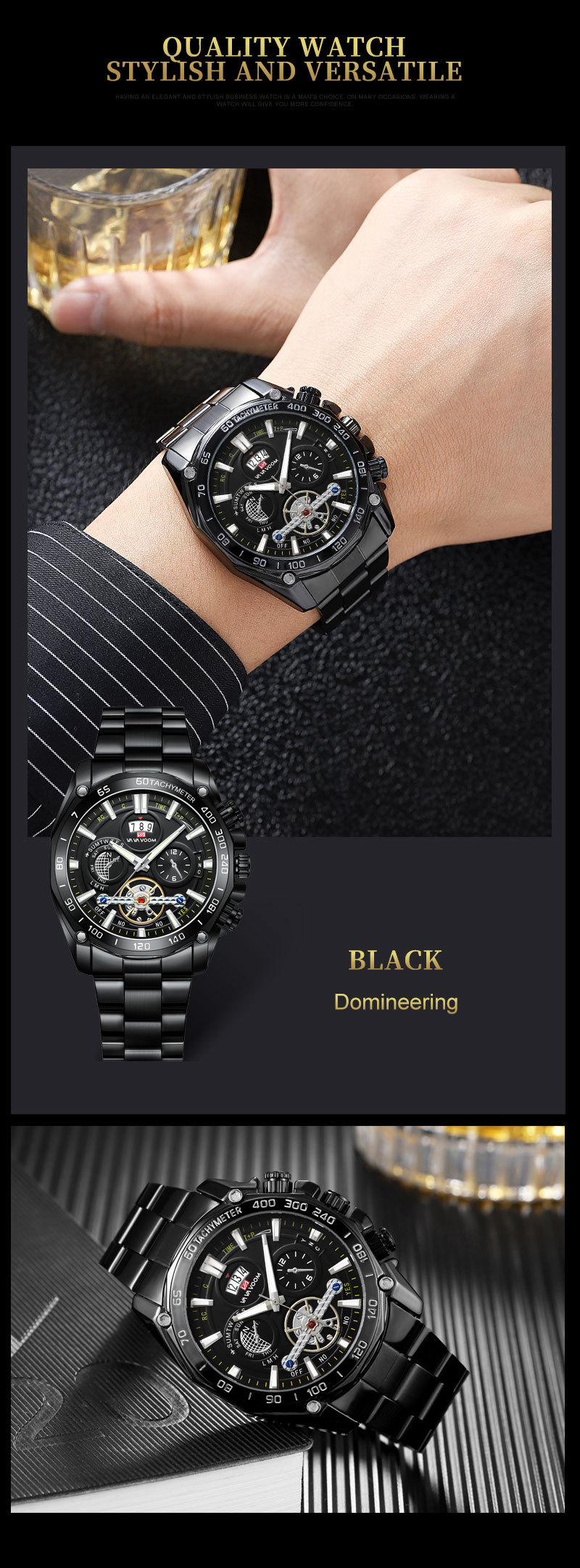 VA VA VOOM herreklokke Lysende moteklokke Herreklokke Tourbillon-klokke_voghion.com