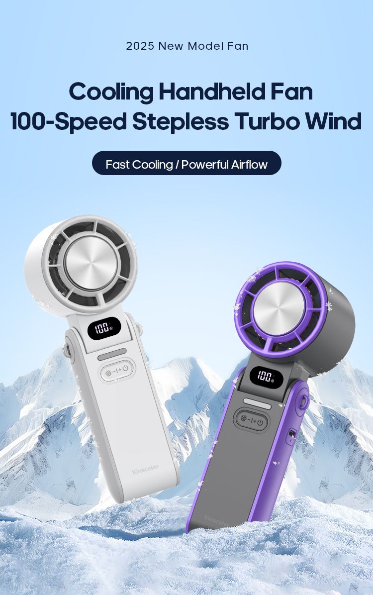 KINSCOTER Outdoor Foldable Portable Hdheld Mini Cooling Rechargeable 3600mAh 100-level Free Control High Speed Turbo_voghion.com