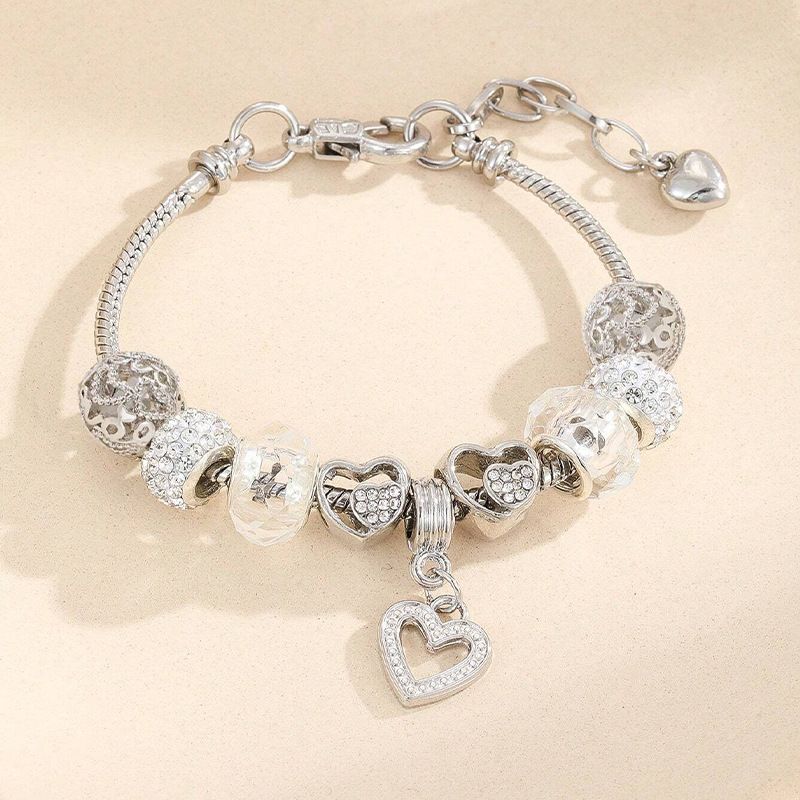 Kristal met holle hart en diamant inleg DIY handgemaakte grote gat kralen afneembare armband_voghion.com
