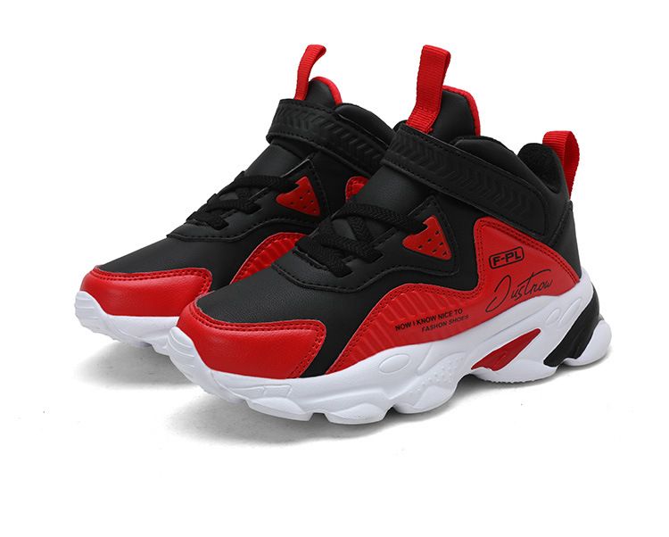 Otroški čevlji otroški čevlji fantovski športni copati 2024 novi usnjeni nepremočljivi srednji in veliki otroški dečki nosijo odporne košarkarske copate_voghion.com