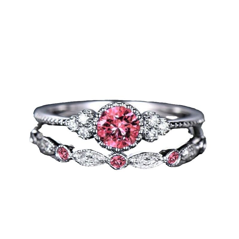 Neue Mode Zirkon frauen Ring Set Von Zwei Micro Gepflasterte Grün Edelstein Ringe Schmuck_voghion.com