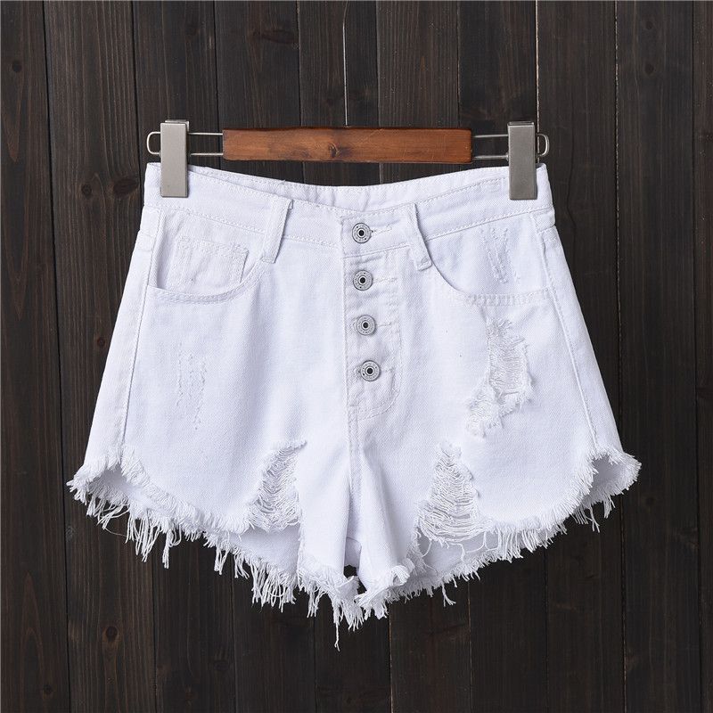 2025s 2025 Sommer-Jeansshorts mit ausgefranstem Saum für Damen, 1,68 m, Übergröße, hohe Taille, weites Bein, Hotpants, trendig_voghion.com
