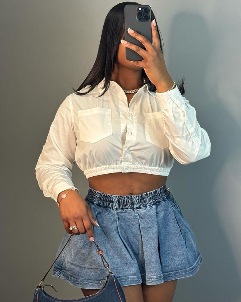 Jeansrock mit hoher Taille für Damen – Sexy Minirock mit Rüschen für den Sommer, lässiger Stretch-Schnitt, A-Linien-Stil_voghion.com