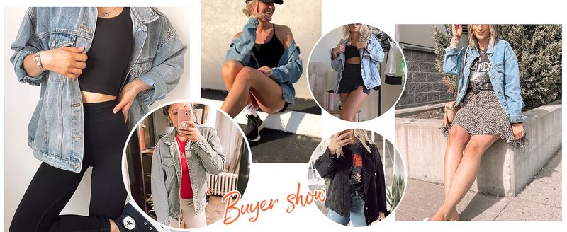 Vintage-Jeansjacke für Damen und Herren – Langarmhemd aus Baumwollmischung im Used-Look mit Knopfleiste und Brusttaschen (Hellblau, Dunkelblau, Schwarz)_voghion.com