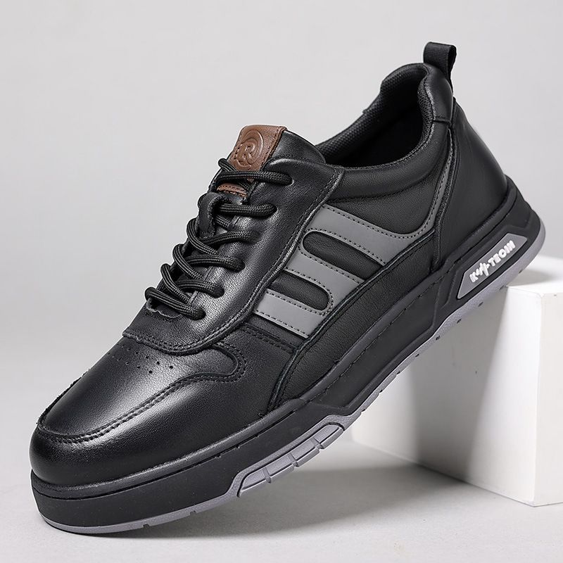 Genuine Leather Fall/Winter New Arrival White Men's Casual Sneakers Stylish And Versatile_voghion.com