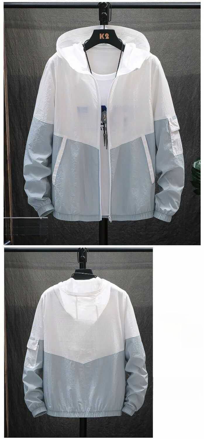 Novo modelo de verão para homens e mulheres: jaqueta corta-vento com capuz, respirável e fina, com proteção UV para atividades ao ar livre, como pesca._voghion.com