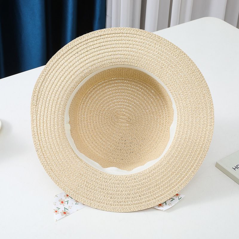 Cappello da pescatore con fiocco in paglia, protezione solare estiva per genitori e figli, con parasole piatto per bambini, set di borse, alla moda_voghion.com