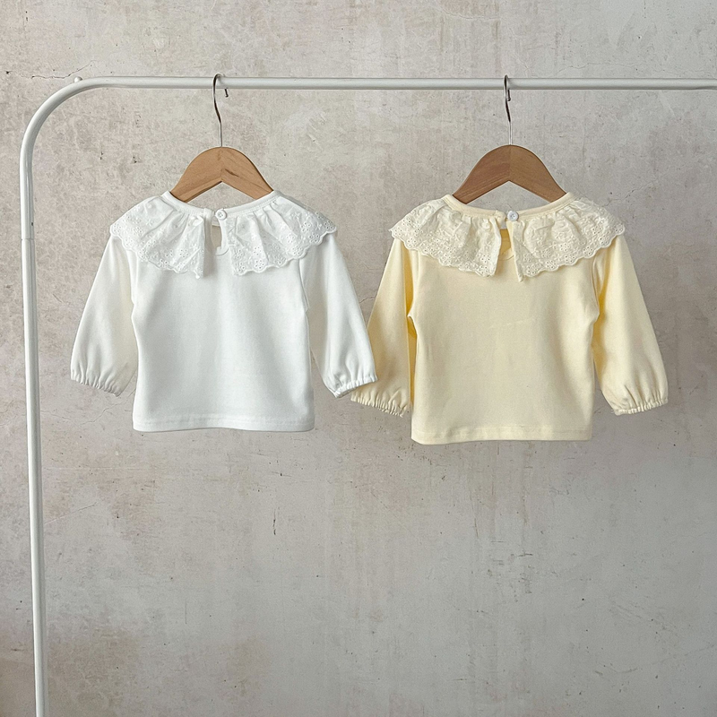 Abbigliamento per bambini Camicia per bambina in cotone ad alta elasticità con base in pizzo e top in morbida pelle per bambini_voghion.com