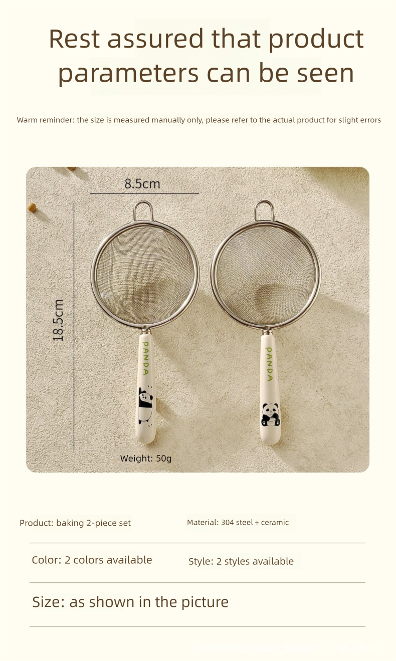 Ceramic Handle Small Strainer 304 Stainless Steel Skimmer Household Mini Baby Food Soy Milk Juice Residue Removal Mesh_voghion.com